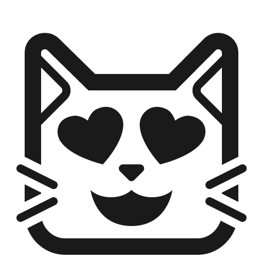 Smiling cat with heart eyes icon, solid style, from Fluent Emoji High Contrast