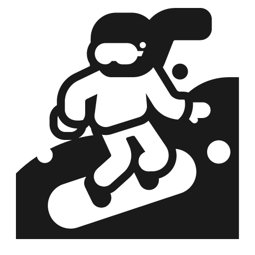 Snowboarder icon, solid style, from Fluent Emoji High Contrast