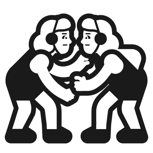 Woman wrestling icon, solid style, from Fluent Emoji High Contrast