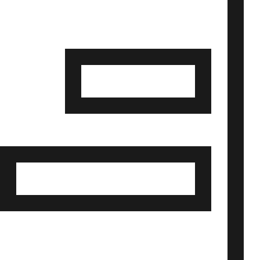 Align horizontal right icon, solid style, from Fluent UI MDL2