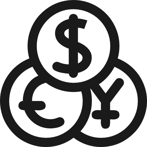All currency icon, solid style, from Fluent UI MDL2