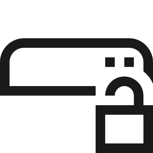 Hard drive unlock icon, solid style, from Fluent UI MDL2