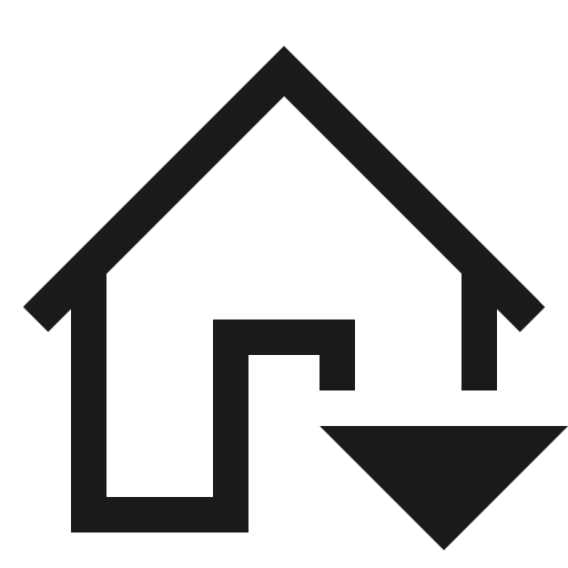 Home dropdown icon, solid style, from Fluent UI MDL2