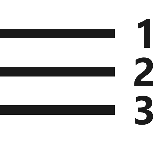 Numbered list mirrored icon, solid style, from Fluent UI MDL2