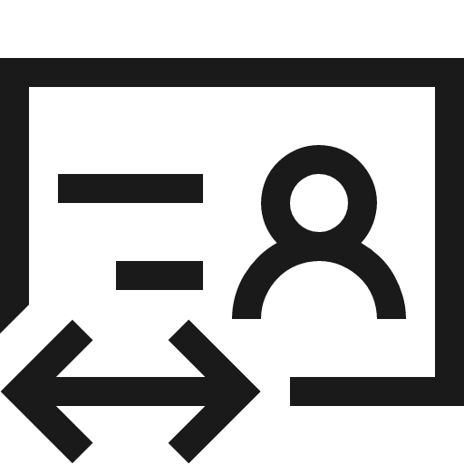 Public contact card mirrored icon, solid style, from Fluent UI MDL2