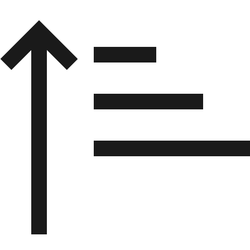 Sort lines ascending icon, solid style, from Fluent UI MDL2