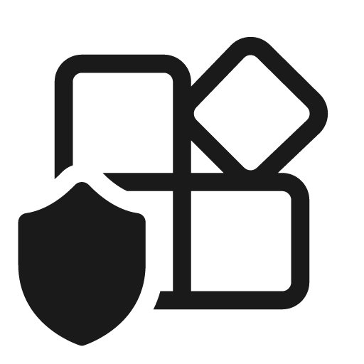 Apps shield 20 regular icon, solid style, from Fluent UI System Icons