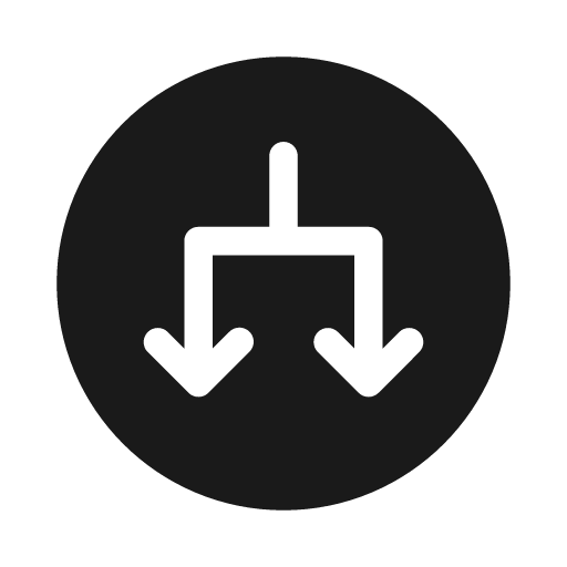 Arrow circle down split 20 filled icon, filled style, from Fluent UI System Icons