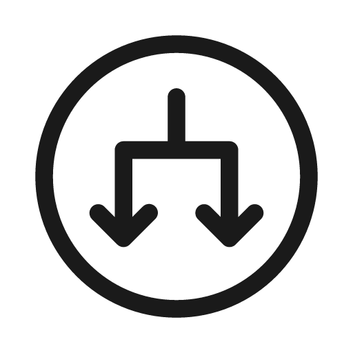 Arrow circle down split 20 regular icon, solid style, from Fluent UI System Icons