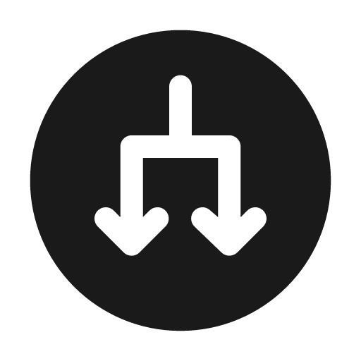 Arrow circle down split 24 filled icon, filled style, from Fluent UI System Icons
