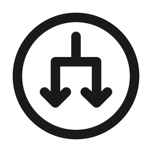 Arrow circle down split 24 regular icon, solid style, from Fluent UI System Icons