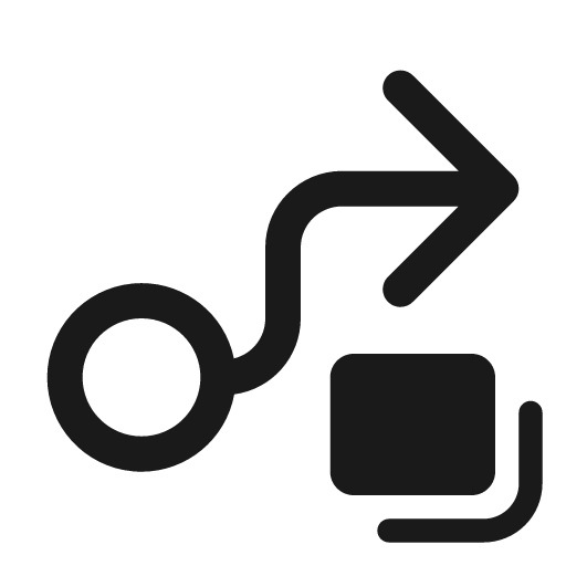 Arrow flow up right rectangle multiple 24 regular icon, solid style, from Fluent UI System Icons