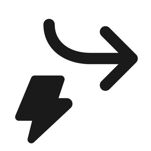Arrow forward down lightning 20 filled icon, filled style, from Fluent UI System Icons
