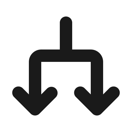 Arrow split 16 filled icon, filled style, from Fluent UI System Icons