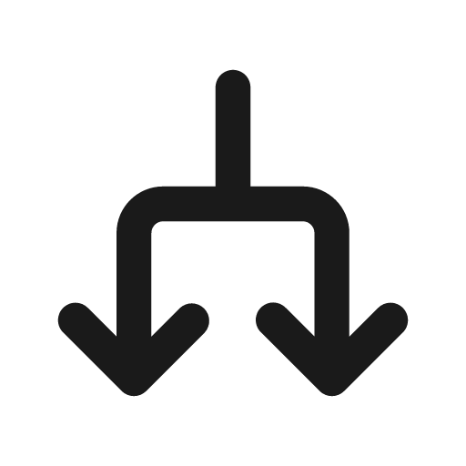 Arrow split 20 filled icon, filled style, from Fluent UI System Icons