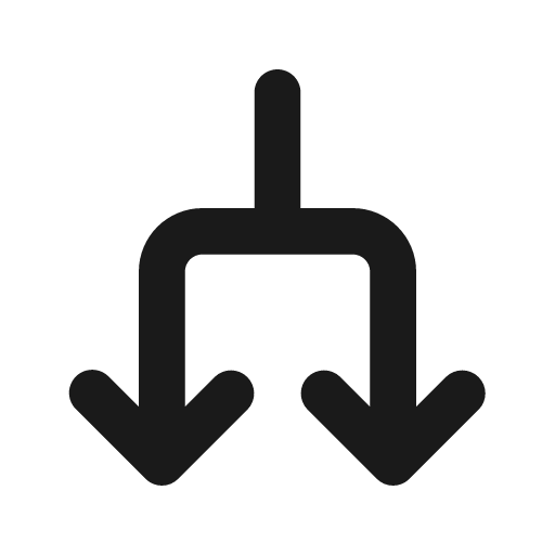 Arrow split 24 filled icon, filled style, from Fluent UI System Icons