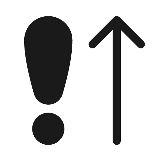 Arrow up exclamation 20 filled icon, filled style, from Fluent UI System Icons