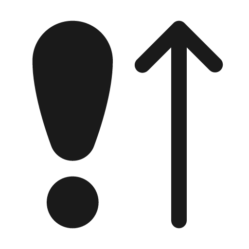 Arrow up exclamation 24 filled icon, filled style, from Fluent UI System Icons