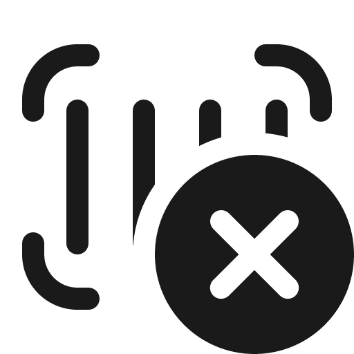 Barcode scanner dismiss 16 regular icon, solid style, from Fluent UI System Icons