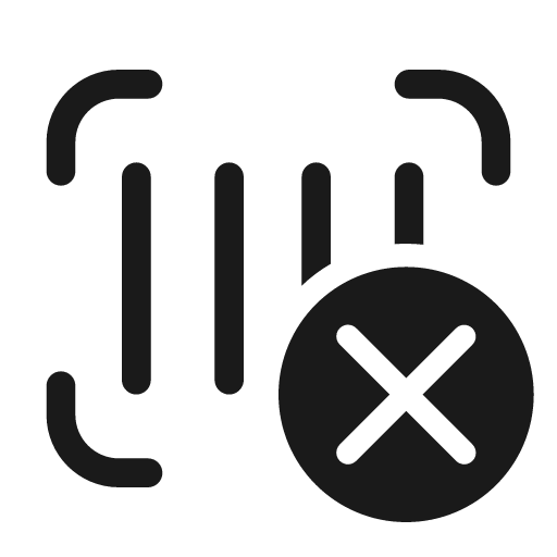 Barcode scanner dismiss 48 regular icon, solid style, from Fluent UI System Icons
