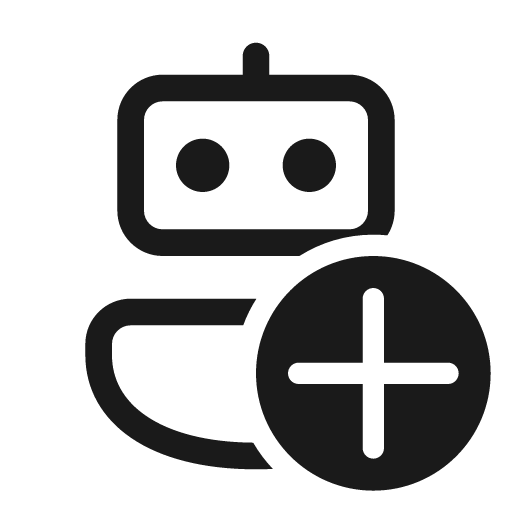 Bot add 48 regular icon, solid style, from Fluent UI System Icons