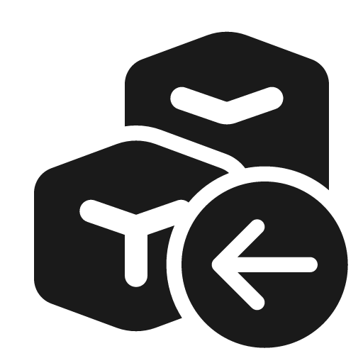 Box multiple arrow left 24 filled icon, filled style, from Fluent UI System Icons