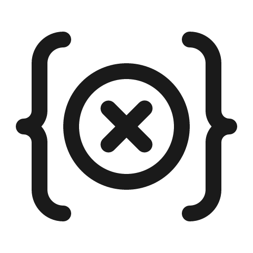Braces dismiss 16 regular icon, solid style, from Fluent UI System Icons