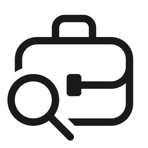 Briefcase search 20 regular icon, solid style, from Fluent UI System Icons