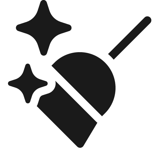 Broom sparkle 20 filled icon, filled style, from Fluent UI System Icons