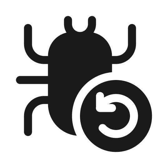 Bug arrow counterclockwise 20 filled icon, filled style, from Fluent UI System Icons