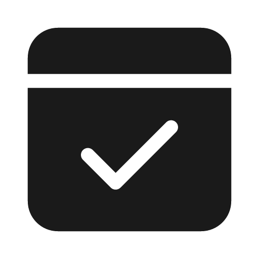 Calendar checkmark center 28 filled icon, filled style, from Fluent UI System Icons