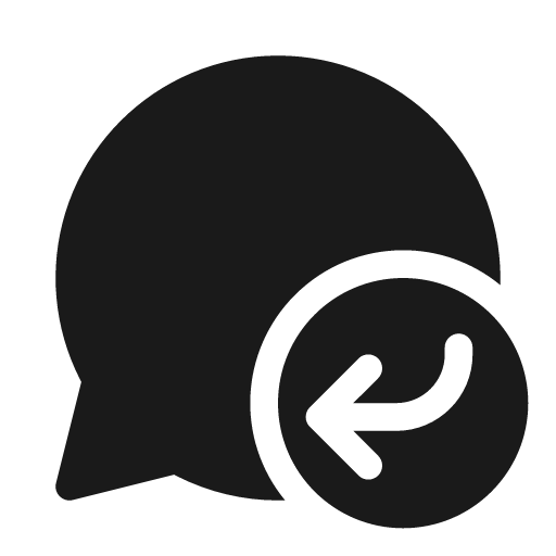 Chat arrow back down 20 filled icon, filled style, from Fluent UI System Icons