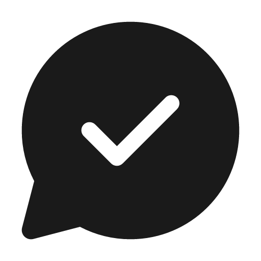 Chat checkmark 24 filled icon, filled style, from Fluent UI System Icons