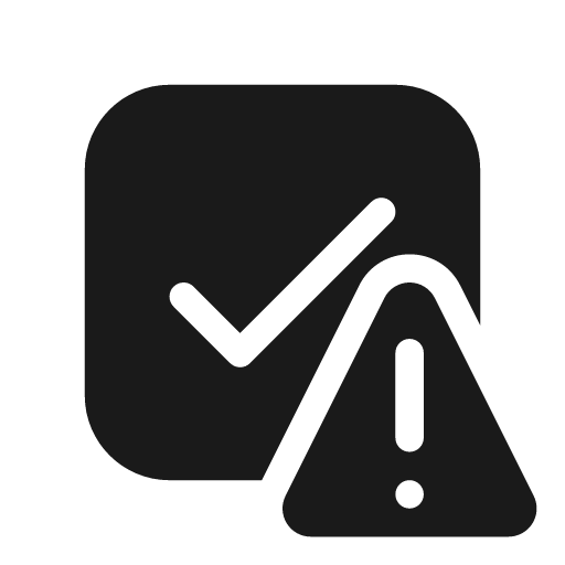 Checkbox warning 20 filled icon, filled style, from Fluent UI System Icons