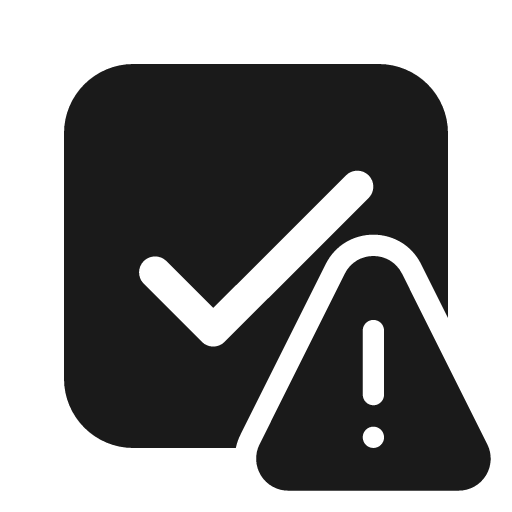 Checkbox warning 24 filled icon, filled style, from Fluent UI System Icons