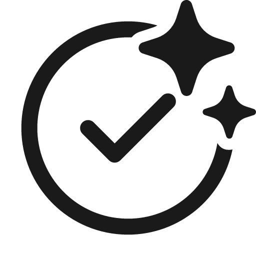 Checkmark circle sparkle 24 regular icon, solid style, from Fluent UI System Icons