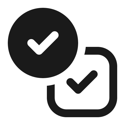 Checkmark circle square 16 filled icon, filled style, from Fluent UI System Icons