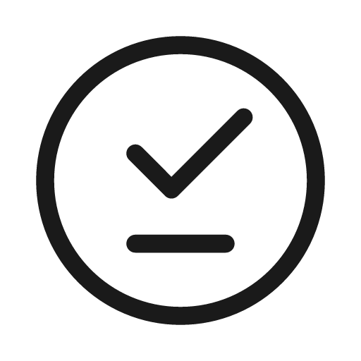 Checkmark underline circle 20 regular icon, solid style, from Fluent UI System Icons