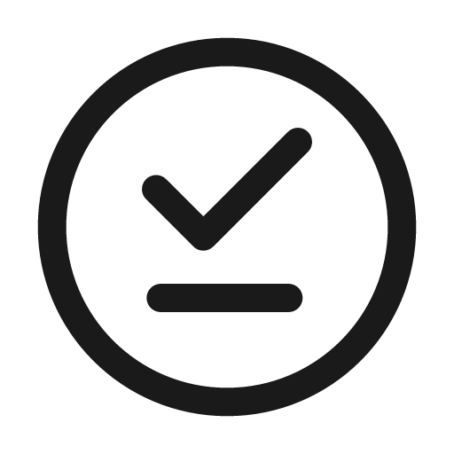 Checkmark underline circle 24 regular icon, solid style, from Fluent UI System Icons
