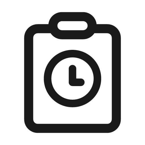 Clipboard clock 24 regular icon, solid style, from Fluent UI System Icons