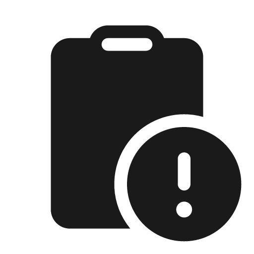 Clipboard error 20 filled icon, filled style, from Fluent UI System Icons