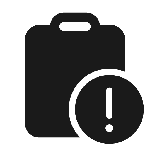 Clipboard error 24 filled icon, filled style, from Fluent UI System Icons