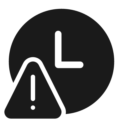 Clock warning 28 filled icon, filled style, from Fluent UI System Icons