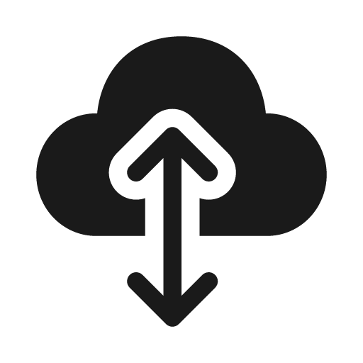 Cloud bidirectional 20 filled icon, filled style, from Fluent UI System Icons