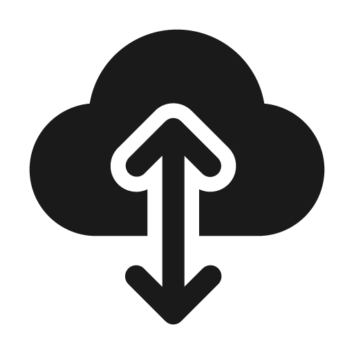 Cloud bidirectional 24 filled icon, filled style, from Fluent UI System Icons