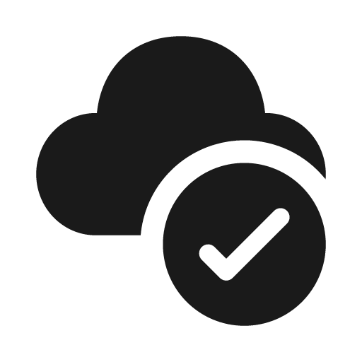 Cloud checkmark 20 filled icon, filled style, from Fluent UI System Icons