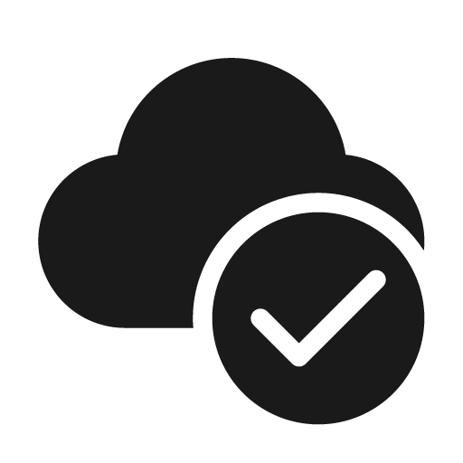 Cloud checkmark 24 filled icon, filled style, from Fluent UI System Icons