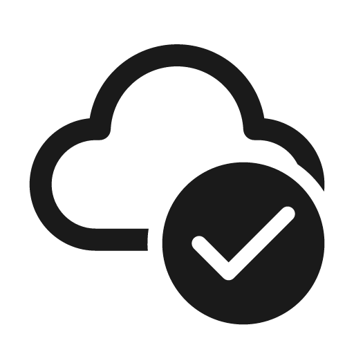 Cloud checkmark 24 regular icon, solid style, from Fluent UI System Icons