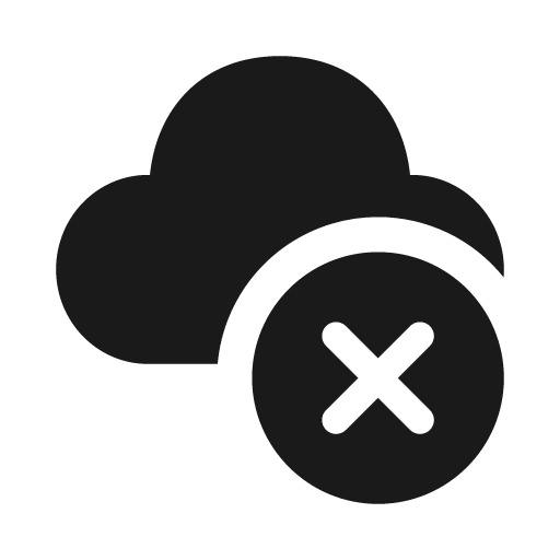 Cloud dismiss 20 filled icon, filled style, from Fluent UI System Icons