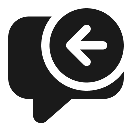 Comment arrow left 16 filled icon, filled style, from Fluent UI System Icons